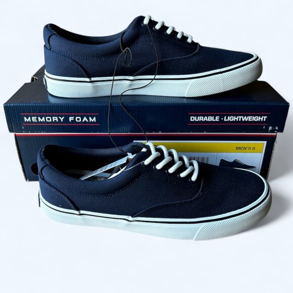 Izod Rangley Men's Lace Up Casual Canvas shoe Memory Foam Navy size 8 - Picture 1 of 8